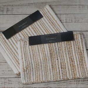 Homewear Boho Beige and White Jute And Cotton Placemats - 4 Total